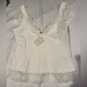 Free People White Lace Trimmed Tank. Size M. Brand new.